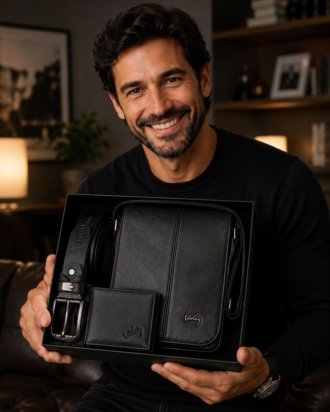 Kit Premium Masculino Día del Padre — Bolso, Billetera y Cinturón